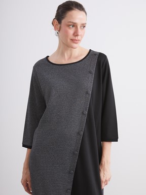 Elbise KOYU GRİ JAKARLI