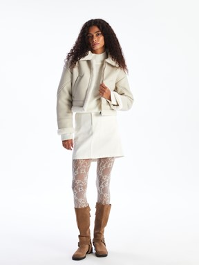 Deri Görünümlü Mont AÇIK BEJ