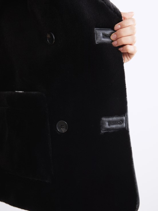 Deri Görünümlü Mont YENİ SİYAH