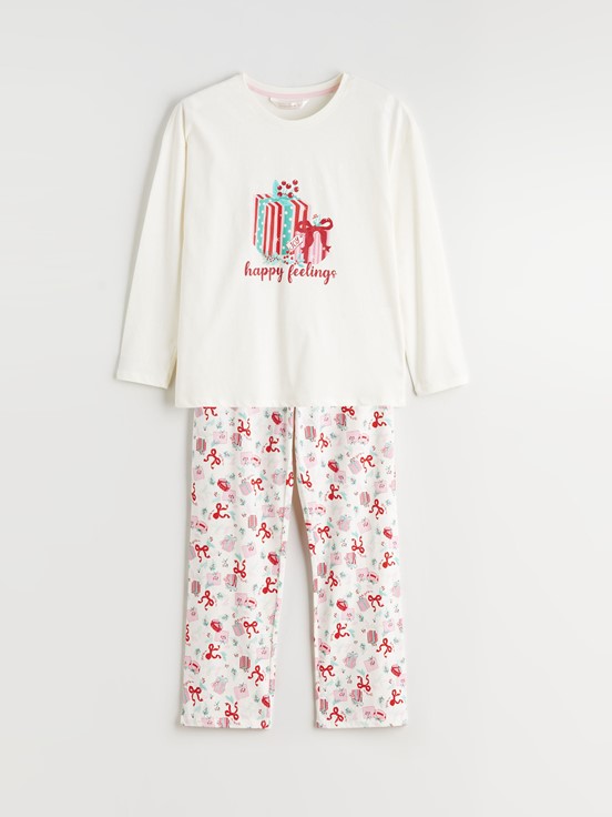 Pijama Takım EKRU BASKILI