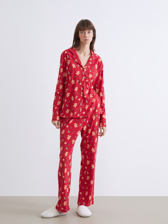 Pijama Takım EKRU BASKILI