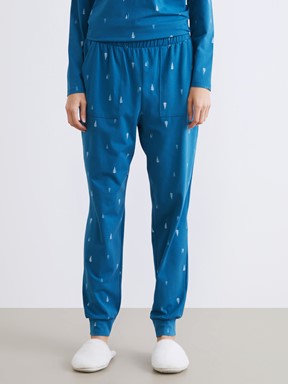 Pijama Alt KOYU SU MAVİSİ BASKILI