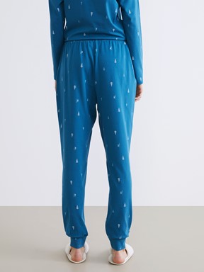 Pijama Alt KOYU SU MAVİSİ BASKILI