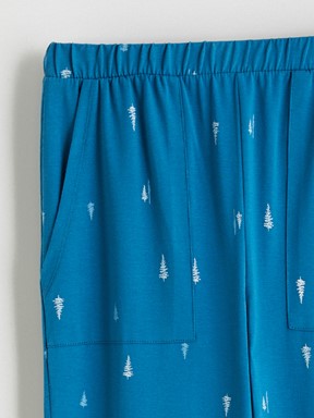 Pijama Alt KOYU SU MAVİSİ BASKILI