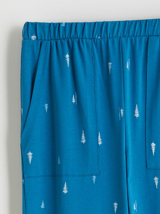 Pijama Alt KOYU SU MAVİSİ BASKILI