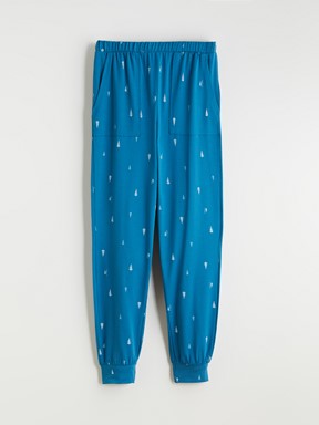 Pijama Alt KOYU SU MAVİSİ BASKILI