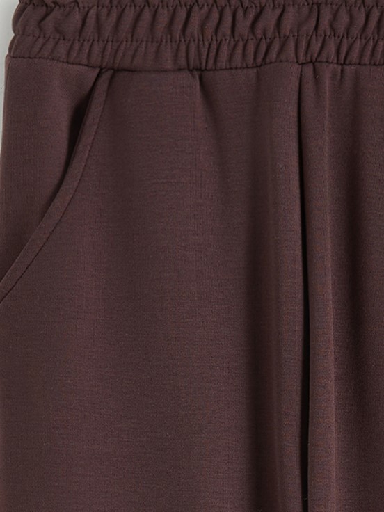 Beli Lastikli Kız Çocuk Jogger Eşofman Alt KOYU MÜRDÜM