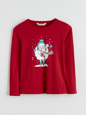 Pijama Takım CANLI KIRMIZI BASKILI