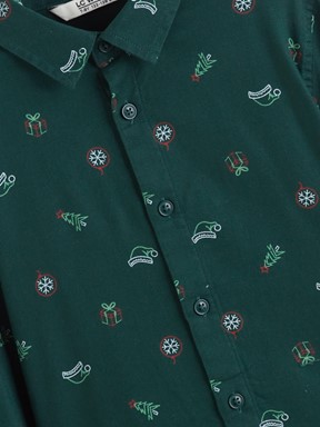 Gömlek KOYU YEŞİL BASKILI