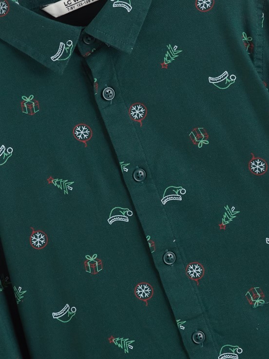 Gömlek KOYU YEŞİL BASKILI