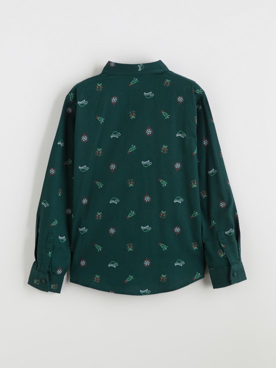 Gömlek KOYU YEŞİL BASKILI