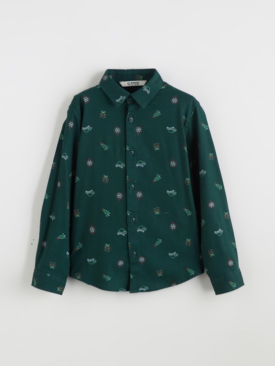 Gömlek KOYU YEŞİL BASKILI