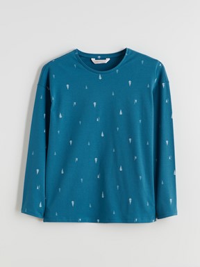 Pijama Takım KOYU SU MAVİSİ BASKILI