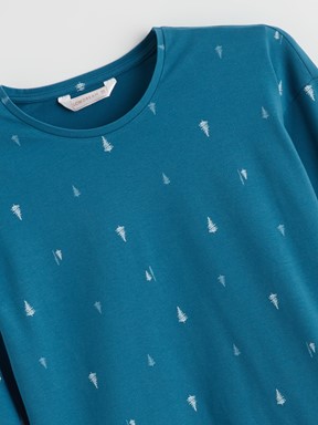 Pijama Takım KOYU SU MAVİSİ BASKILI