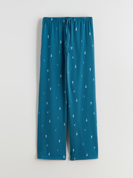 Pijama Takım KOYU SU MAVİSİ BASKILI