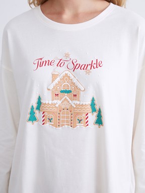 Pijama Takım EKRU BASKILI