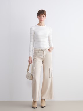 Tişört EKRU ÇİZGİLİ