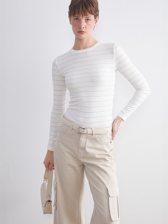 Tişört EKRU ÇİZGİLİ