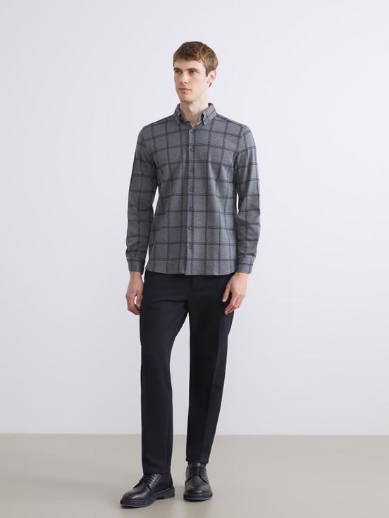 LCW CLASSIC Regular Fit Uzun Kollu Ekose Erkek Oduncu Gömlek GRİ