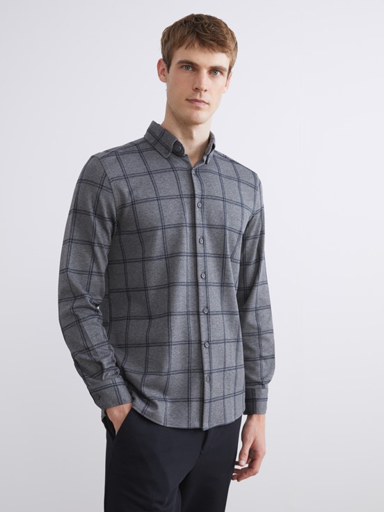 LCW CLASSIC Regular Fit Uzun Kollu Ekose Erkek Oduncu Gömlek GRİ