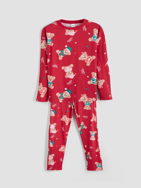 Pijama Takım KIRMIZI BASKILI