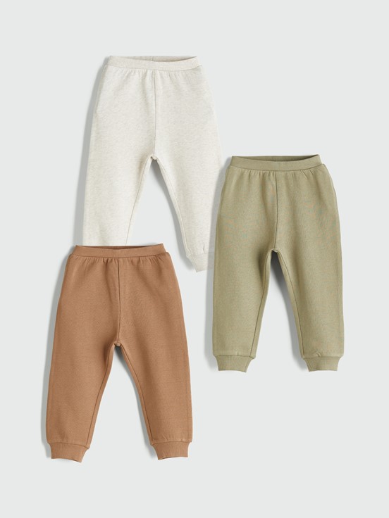 Beli Lastikli Basic Erkek Bebek Jogger Eşofman Altı 3'lü AÇIK HAKİ