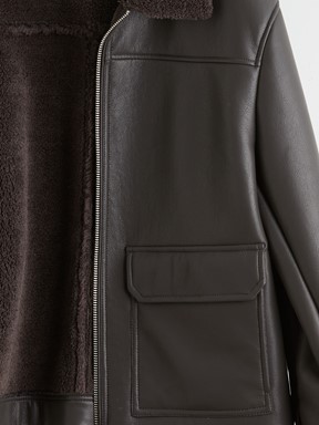 Deri Görünümlü Mont ACI KAHVE