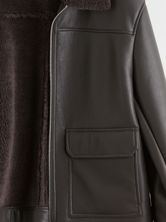 Deri Görünümlü Mont ACI KAHVE