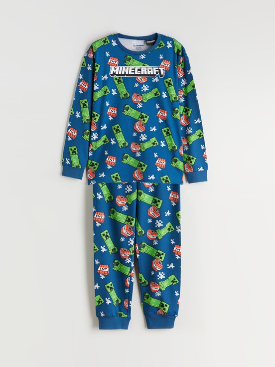 Pijama Takım KOYU PETROL BASKILI