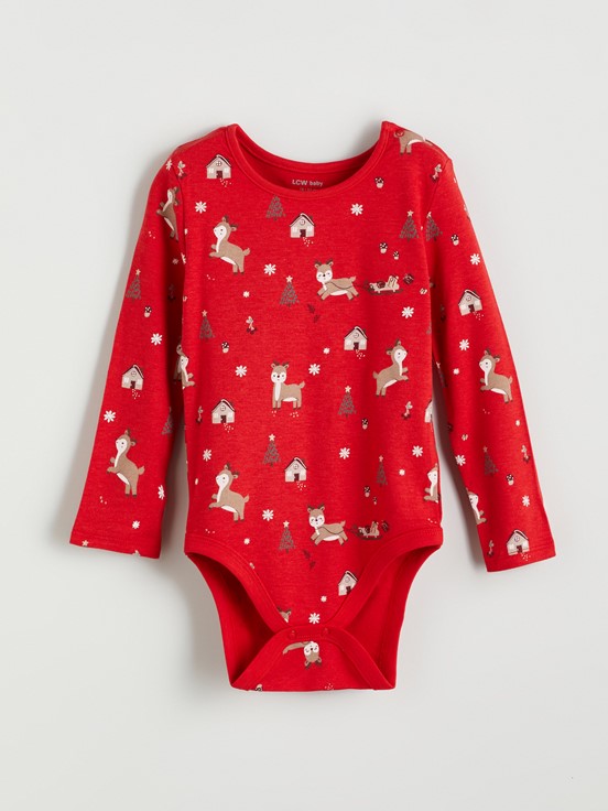 Çıtçıtlı Body KIRMIZI BASKILI