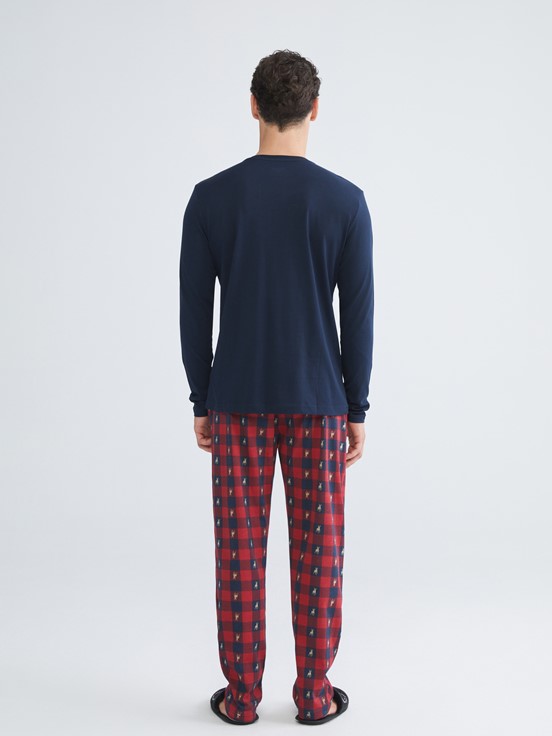 Pijama Takım LACİVERT BASKILI