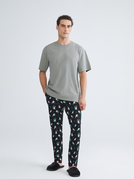 Pijama Alt SİYAH BASKILI