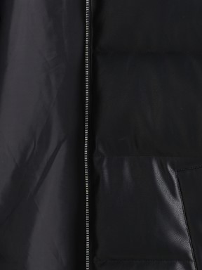 Deri Görünümlü Mont YENİ SİYAH