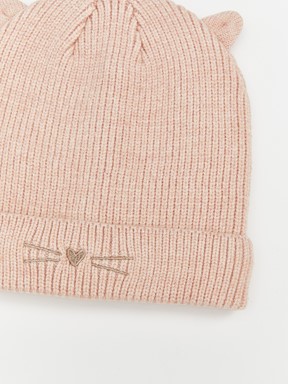 Kedi Figürlü Kız Bebek Bere PEMBE MELANJ