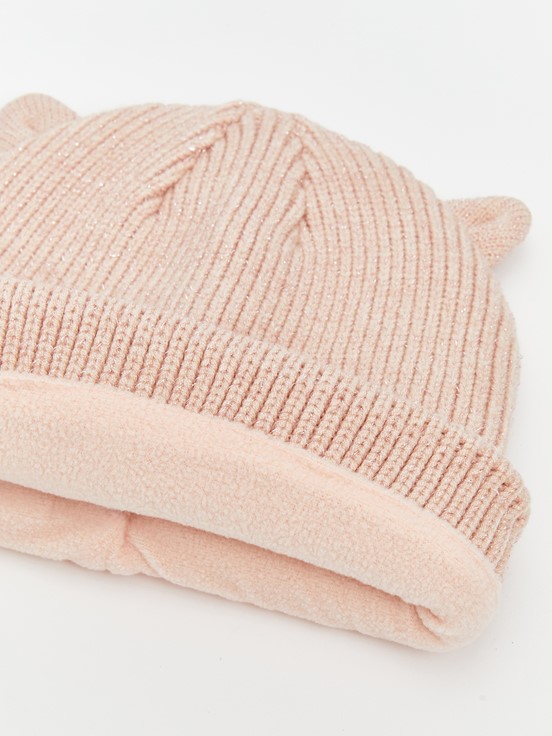 Kedi Figürlü Kız Bebek Bere PEMBE MELANJ