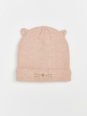 Kedi Figürlü Kız Bebek Bere PEMBE MELANJ