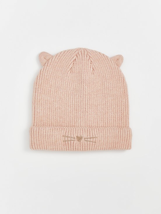 Kedi Figürlü Kız Bebek Bere PEMBE MELANJ