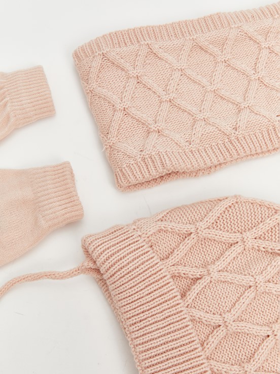 Atkı, Bere ve Eldiven Takım PEMBE MELANJ