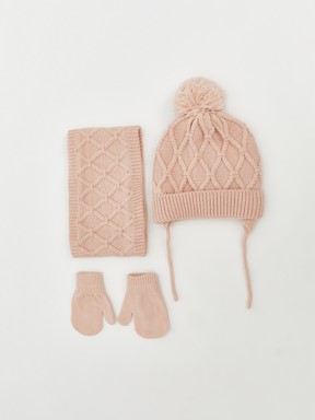 Atkı, Bere ve Eldiven Takım PEMBE MELANJ