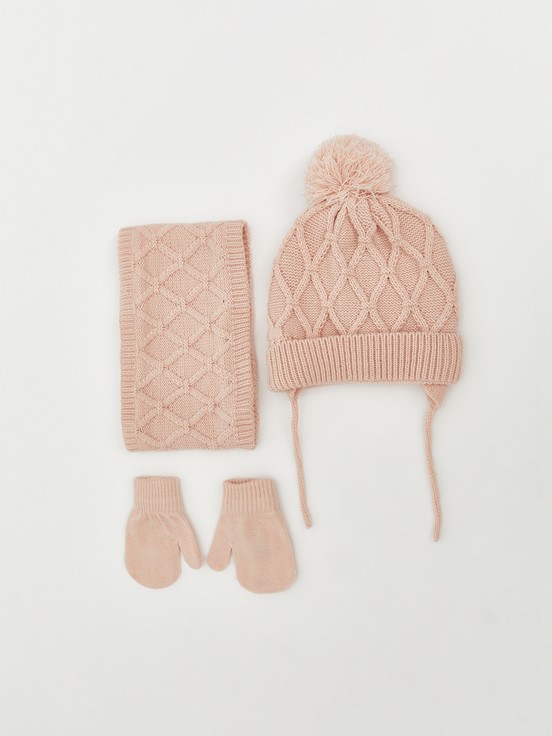 Atkı, Bere ve Eldiven Takım PEMBE MELANJ