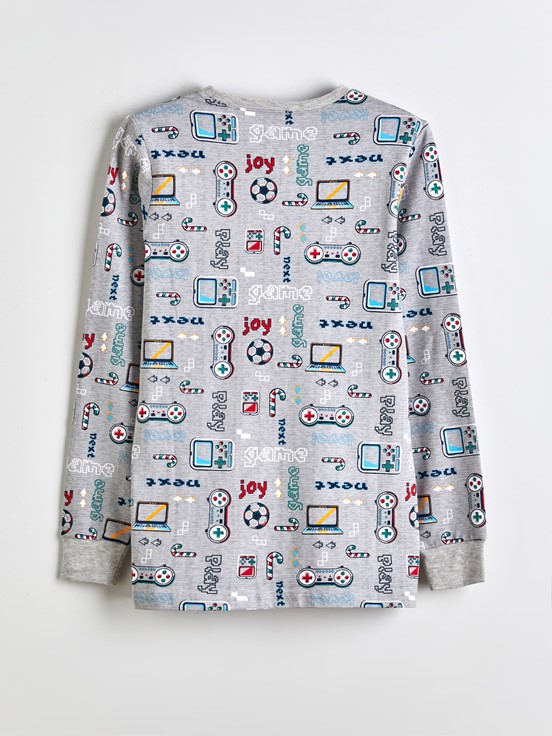 Pijama Takım GRİ MELANJ BASKILI