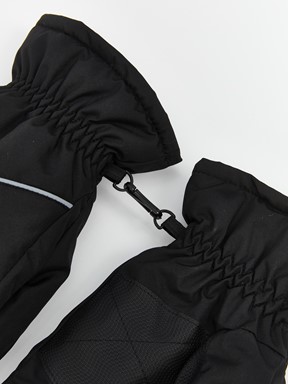 Yazı Baskılı Erkek Kar Eldiveni SİYAH