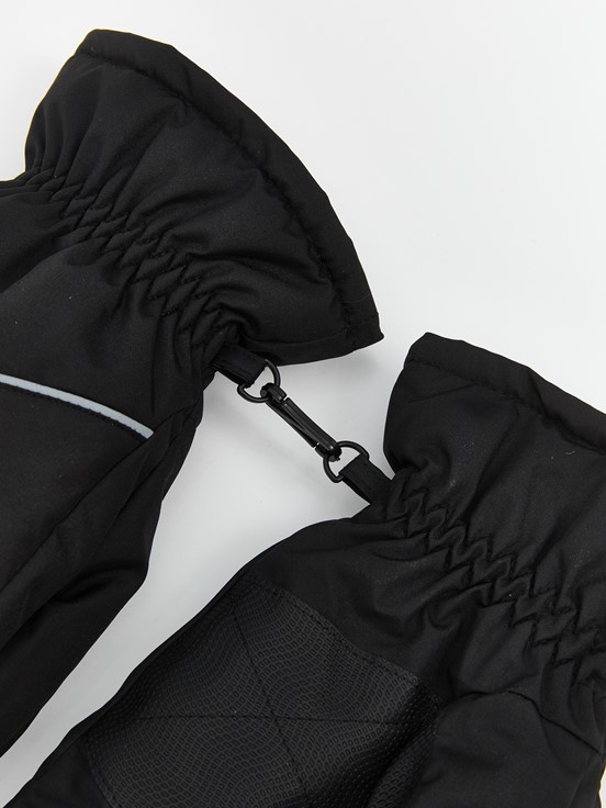 Yazı Baskılı Erkek Kar Eldiveni SİYAH