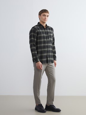 LCW CLASSIC Regular Fit Uzun Kollu Ekose Erkek Oduncu Gömlek HAKİ