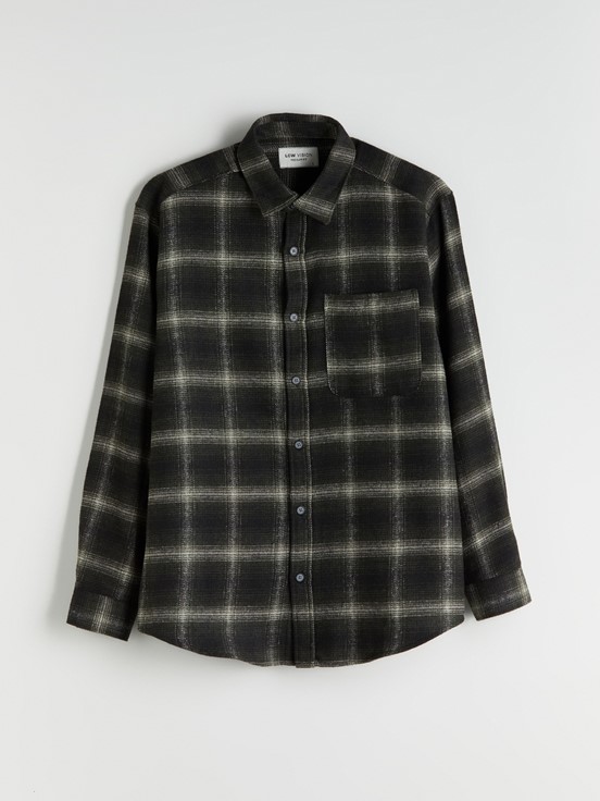 LCW CLASSIC Regular Fit Uzun Kollu Ekose Erkek Oduncu Gömlek HAKİ