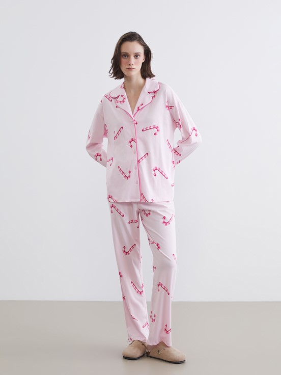 Pijama Takım PEMBE BASKILI