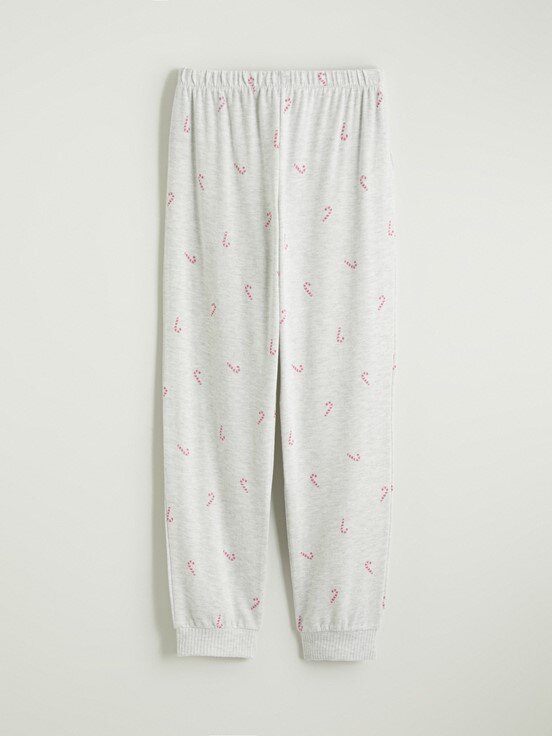 Pijama Takım GRİ MELANJ BASKILI