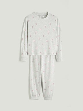 Pijama Takım GRİ MELANJ BASKILI