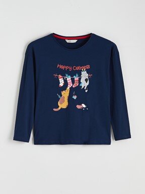 Pijama Takım LACİVERT BASKILI