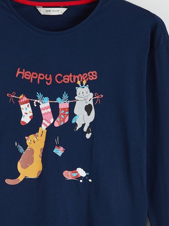 Pijama Takım LACİVERT BASKILI